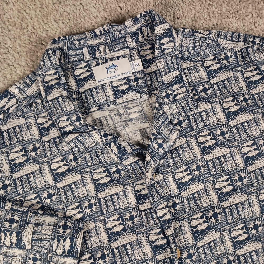 Southern Tide All Inclusive XL Linen Short Sleeve‎ Button Down Mens Shirt